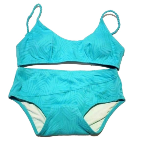 Cuphe Ribbed Texture‎ Hight Waist  Bikini Set Swimsuits - Picture 1 of 9